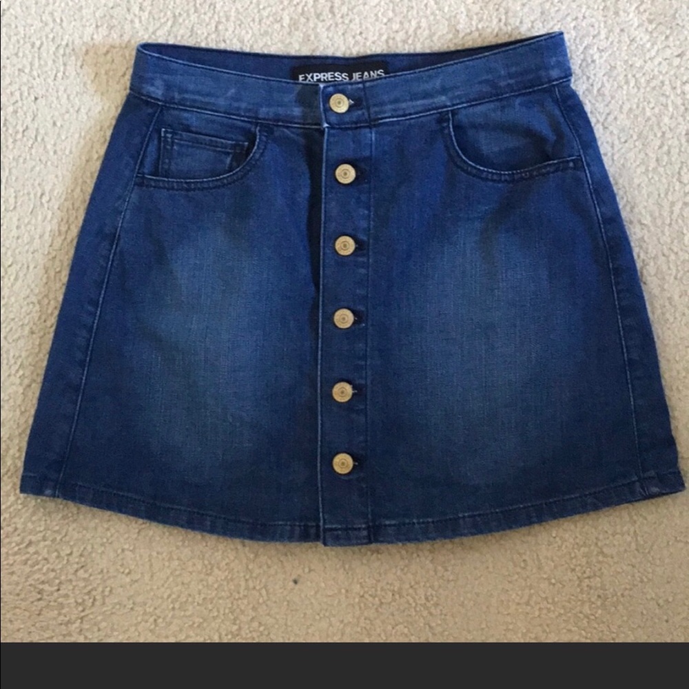 Express high waist jean skirt